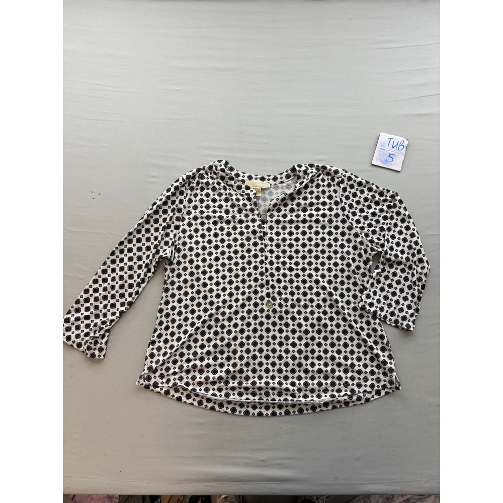 Michael Michael Kors Womens XL Geometric Medallion Print Split Neck Blouse Top